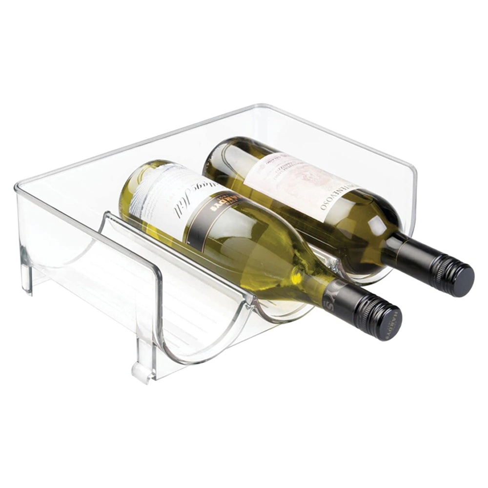 3-Grid Plastic Wine Bottle Holder Stackable Clear Wine Rack Storage Organizer for Fridge, Cabinet