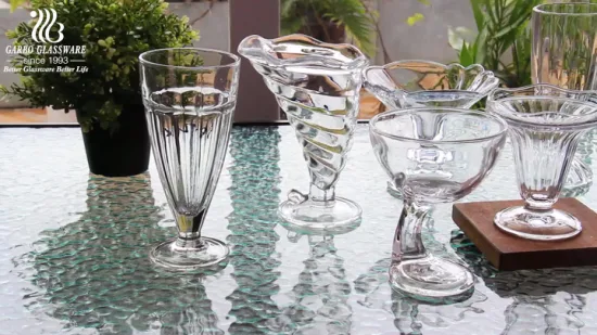 Leichtindustrie, täglicher Gebrauch, 215 ml, dreieckiger Glas-Eisbecher für Milchshakes, Eisbecher, Glas-Dessertbecher