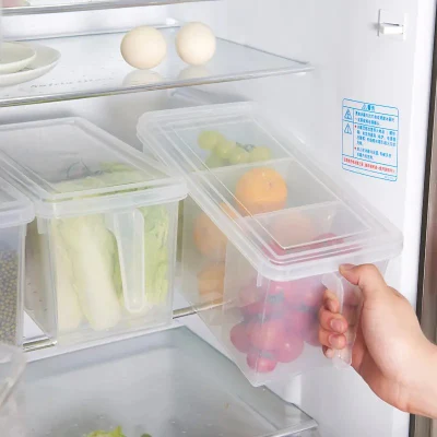 Günstige, maßgeschneiderte Container-Kühlschrank-Aufbewahrungsbox für die Frischhaltung, multifunktionaler Lebensmittel-Crisper