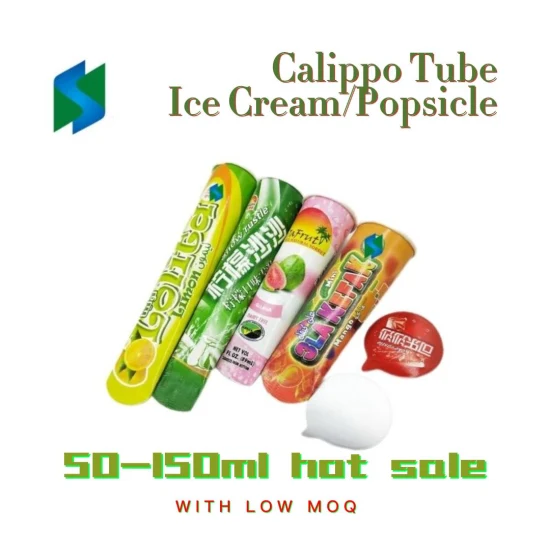 Jiushun Großhandel Einweg-Eis am Stiel, Milchshake-Röhrchen mit reinen Früchten, 50 ml, 100 ml, Calippo-Becher mit Kunststoffdeckel